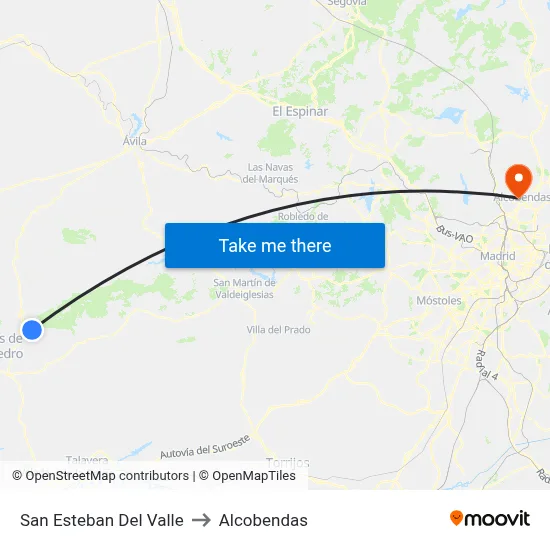San Esteban Del Valle to Alcobendas map