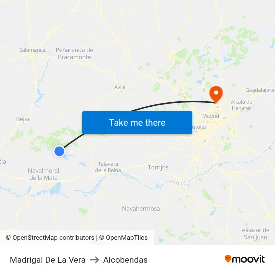 Madrigal De La Vera to Alcobendas map