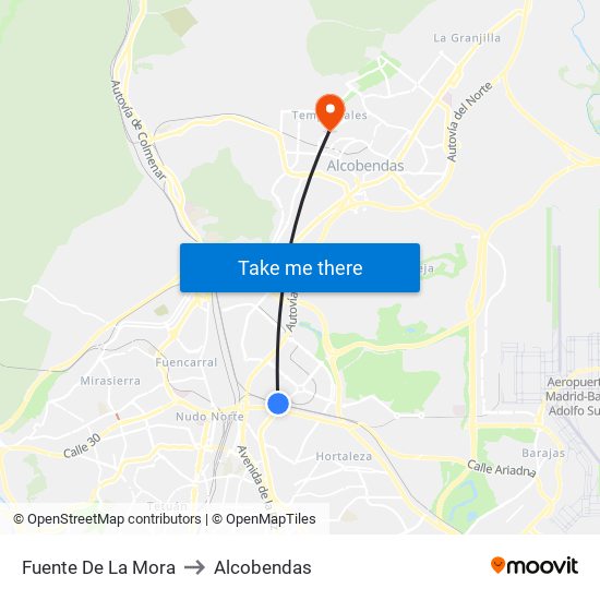 Fuente De La Mora to Alcobendas map