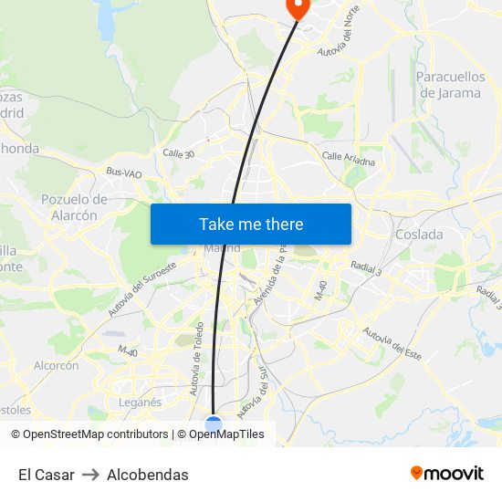 El Casar to Alcobendas map