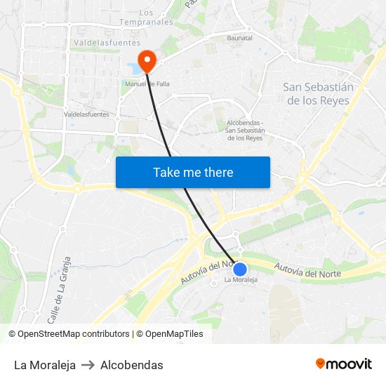 La Moraleja to Alcobendas map