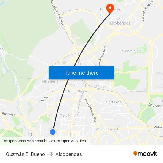 Guzmán El Bueno to Alcobendas map