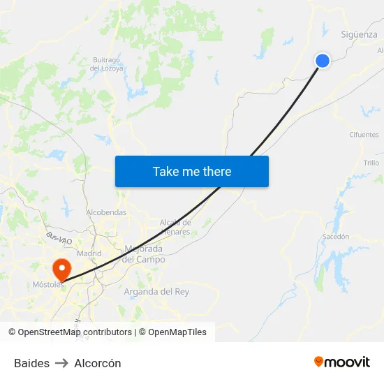 Baides to Alcorcón map
