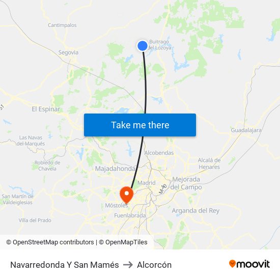 Navarredonda Y San Mamés to Alcorcón map