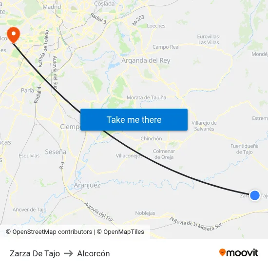 Zarza De Tajo to Alcorcón map