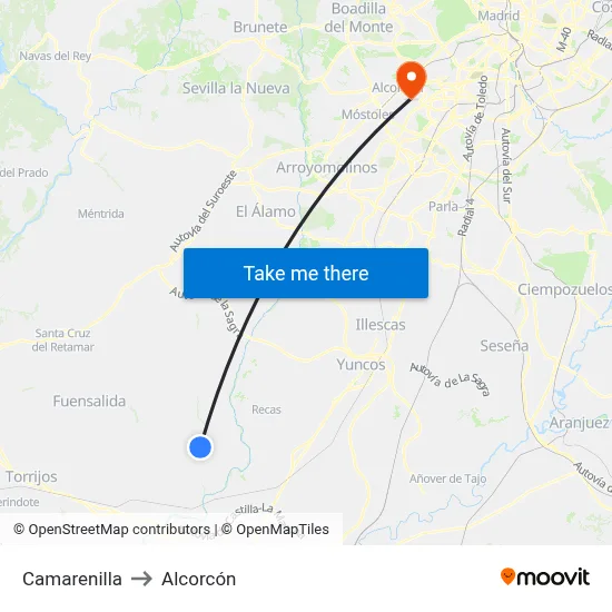Camarenilla to Alcorcón map