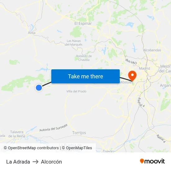 La Adrada to Alcorcón map