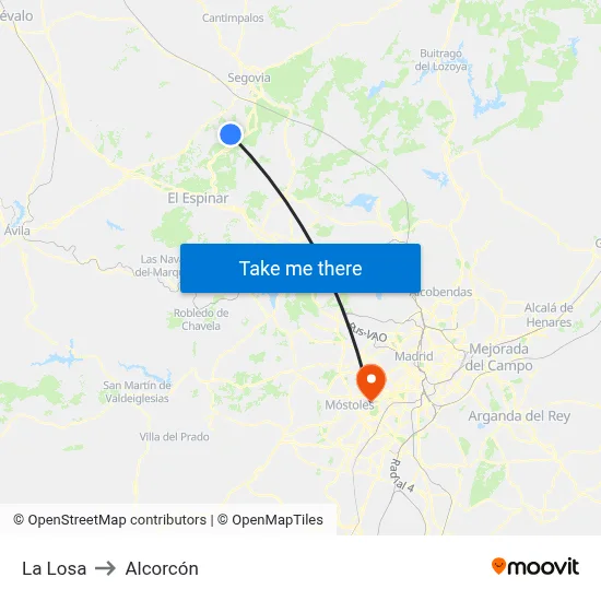 La Losa to Alcorcón map