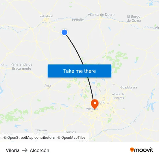 Viloria to Alcorcón map