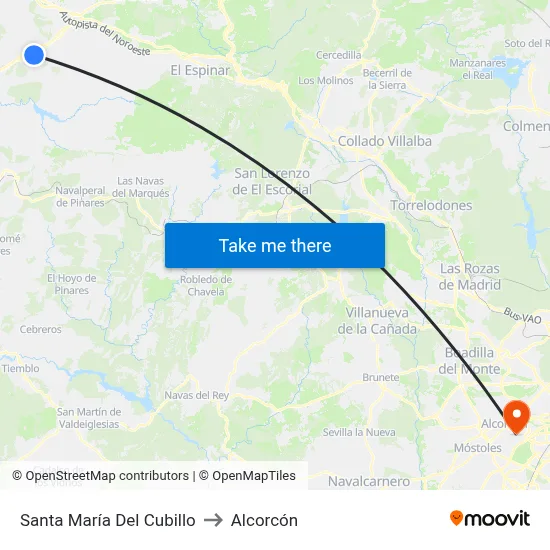 Santa María Del Cubillo to Alcorcón map
