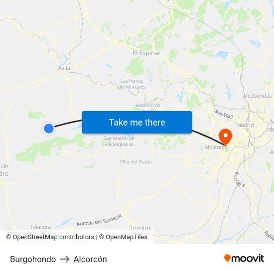 Burgohondo to Alcorcón map