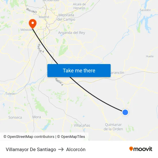 Villamayor De Santiago to Alcorcón map