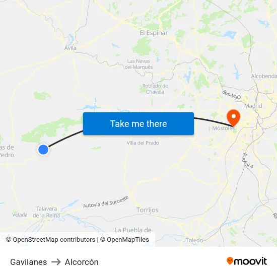 Gavilanes to Alcorcón map