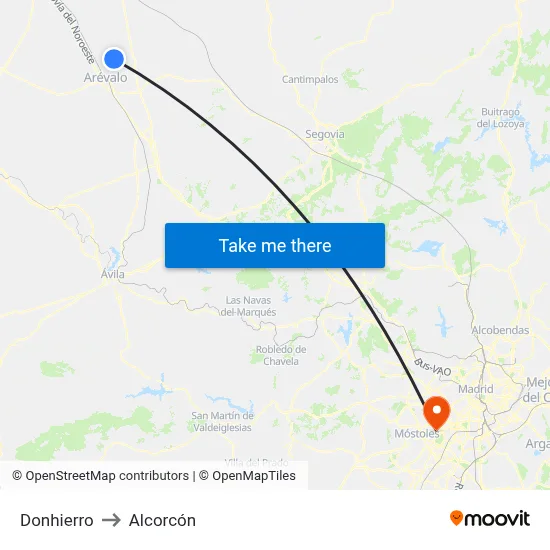 Donhierro to Alcorcón map