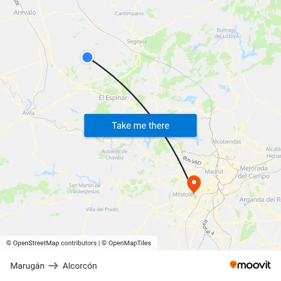 Marugán to Alcorcón map
