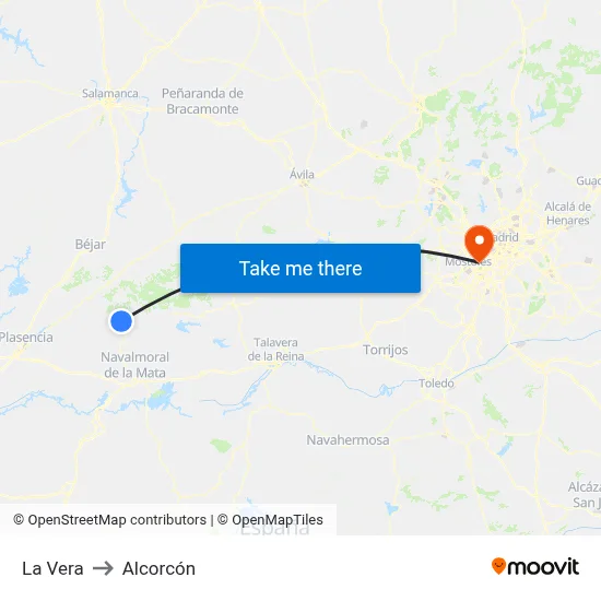 La Vera to Alcorcón map