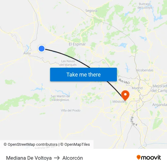 Mediana De Voltoya to Alcorcón map