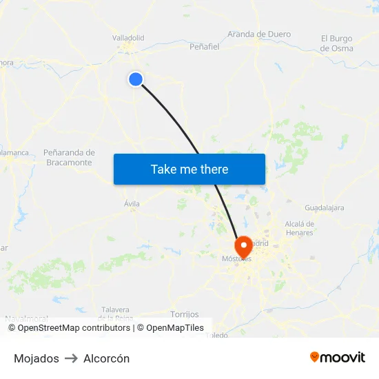 Mojados to Alcorcón map