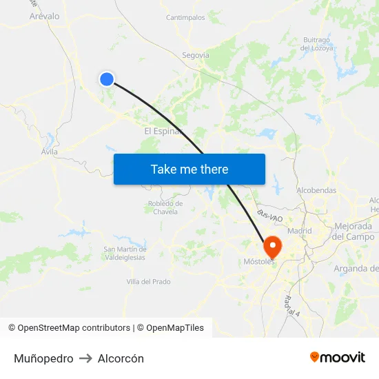 Muñopedro to Alcorcón map