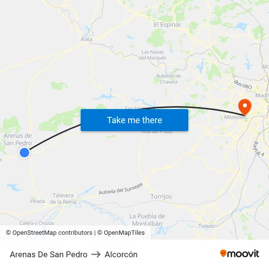 Arenas De San Pedro to Alcorcón map