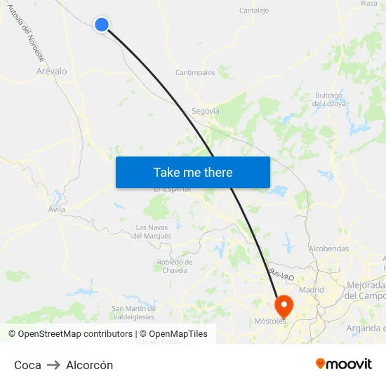 Coca to Alcorcón map