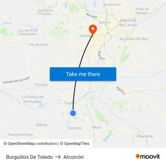 Burguillos De Toledo to Alcorcón map