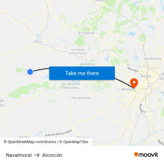 Navalmoral to Alcorcón map