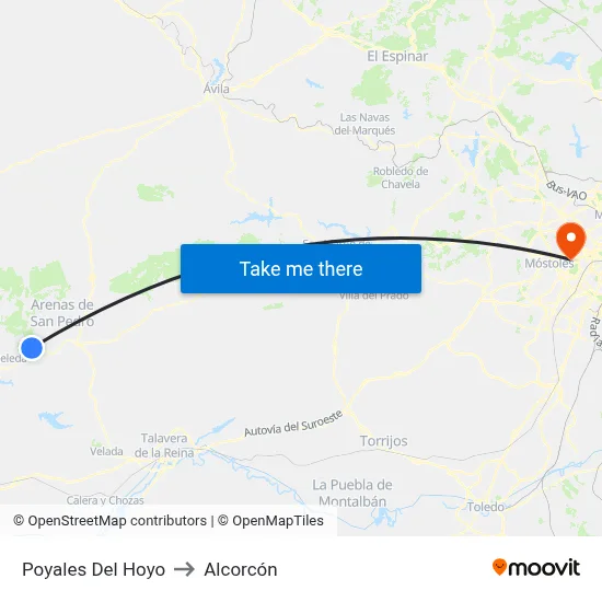 Poyales Del Hoyo to Alcorcón map