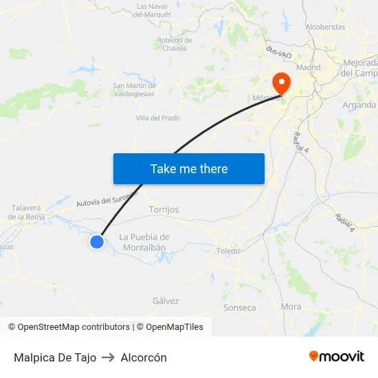 Malpica De Tajo to Alcorcón map