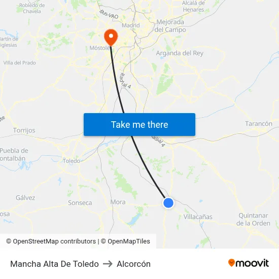 Mancha Alta De Toledo to Alcorcón map