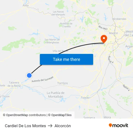Cardiel De Los Montes to Alcorcón map