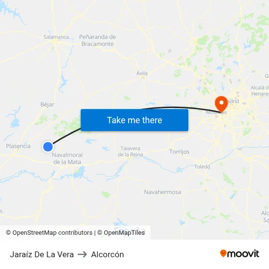 Jaraíz De La Vera to Alcorcón map