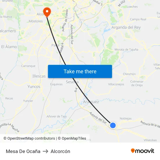 Mesa De Ocaña to Alcorcón map