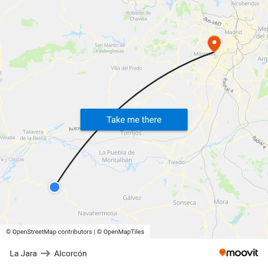 La Jara to Alcorcón map