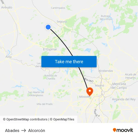 Abades to Alcorcón map