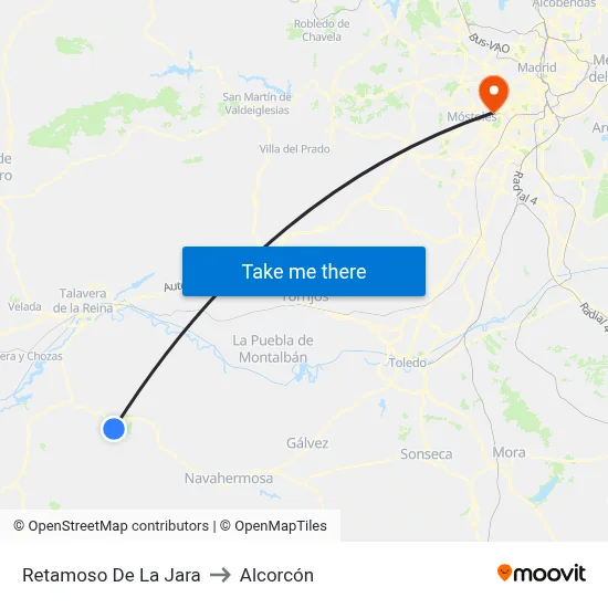 Retamoso De La Jara to Alcorcón map