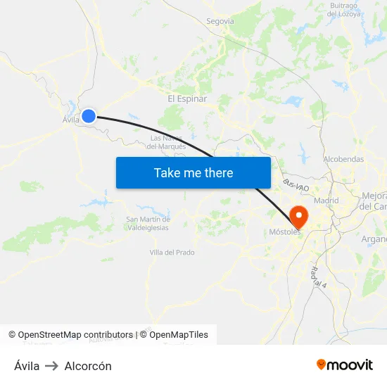 Ávila to Alcorcón map