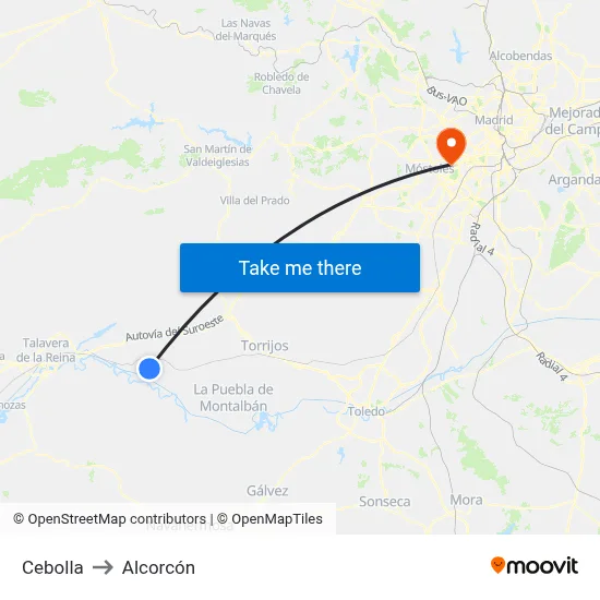 Cebolla to Alcorcón map