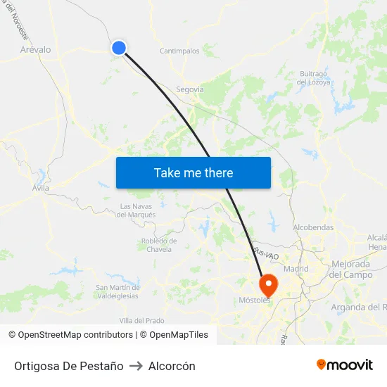 Ortigosa De Pestaño to Alcorcón map