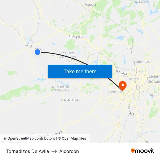Tornadizos De Ávila to Alcorcón map