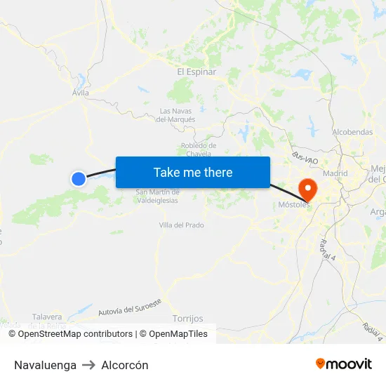 Navaluenga to Alcorcón map