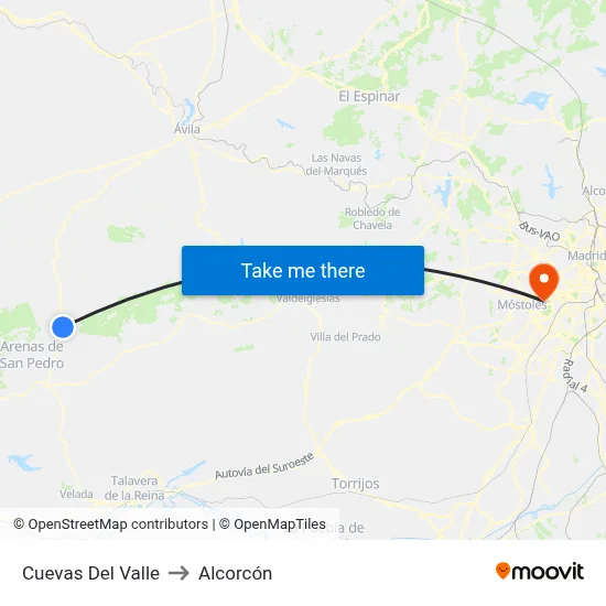 Cuevas Del Valle to Alcorcón map