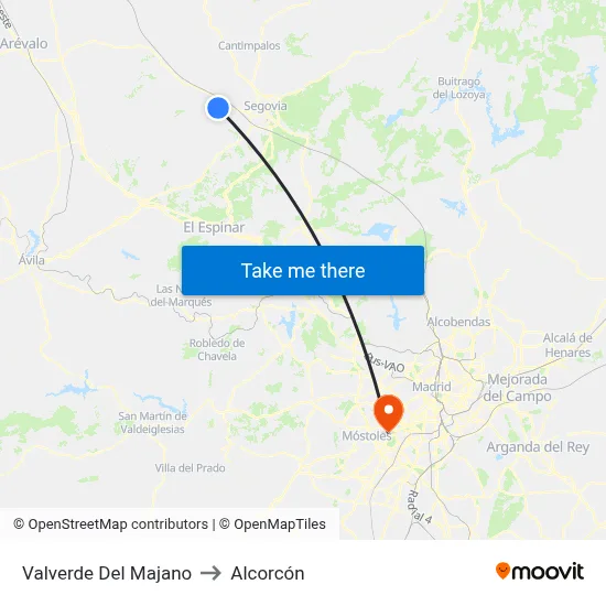 Valverde Del Majano to Alcorcón map