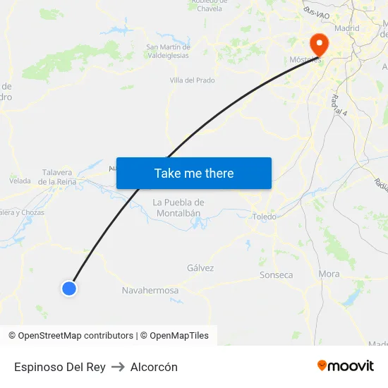 Espinoso Del Rey to Alcorcón map