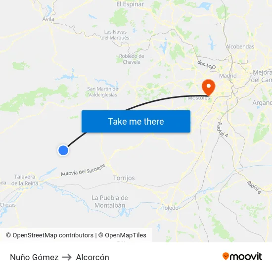 Nuño Gómez to Alcorcón map