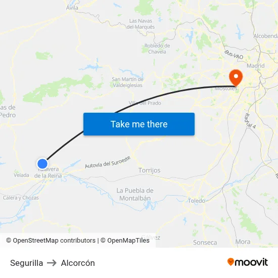Segurilla to Alcorcón map