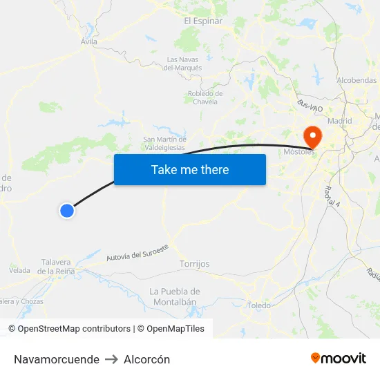 Navamorcuende to Alcorcón map