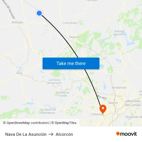 Nava De La Asunción to Alcorcón map