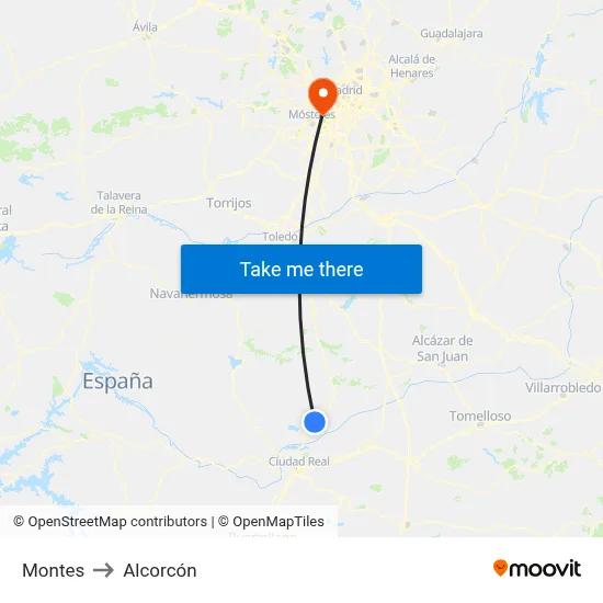 Montes to Alcorcón map