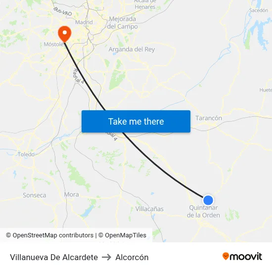 Villanueva De Alcardete to Alcorcón map